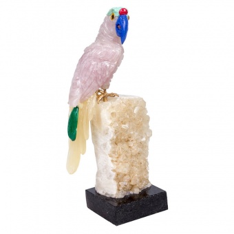 Забавный попугайчик из натурального розового кварца «Amigo»